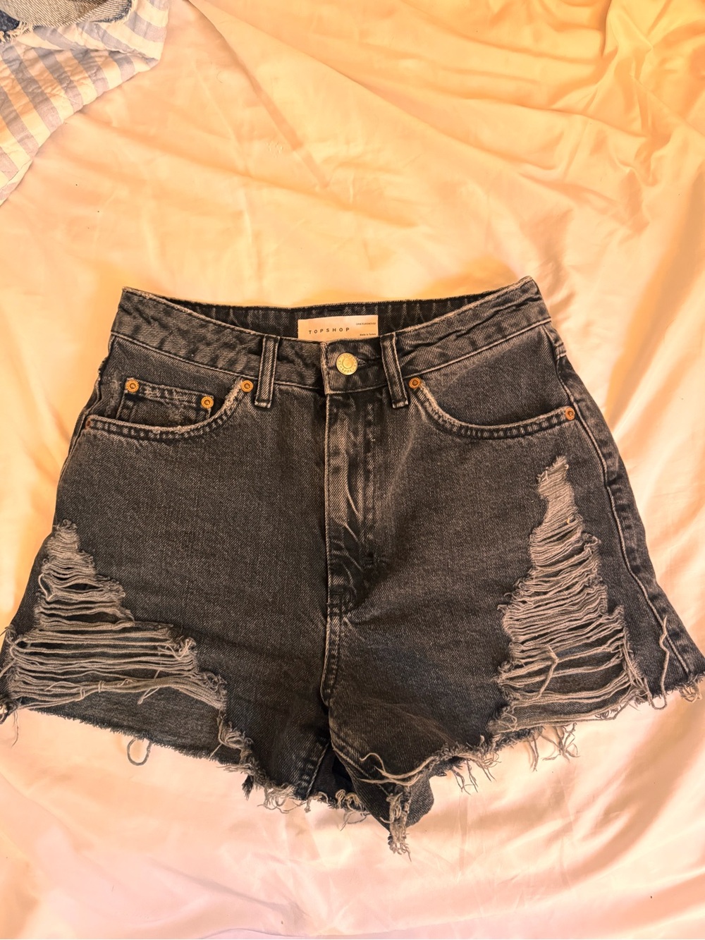 Topshop Distressed Denim Shorts